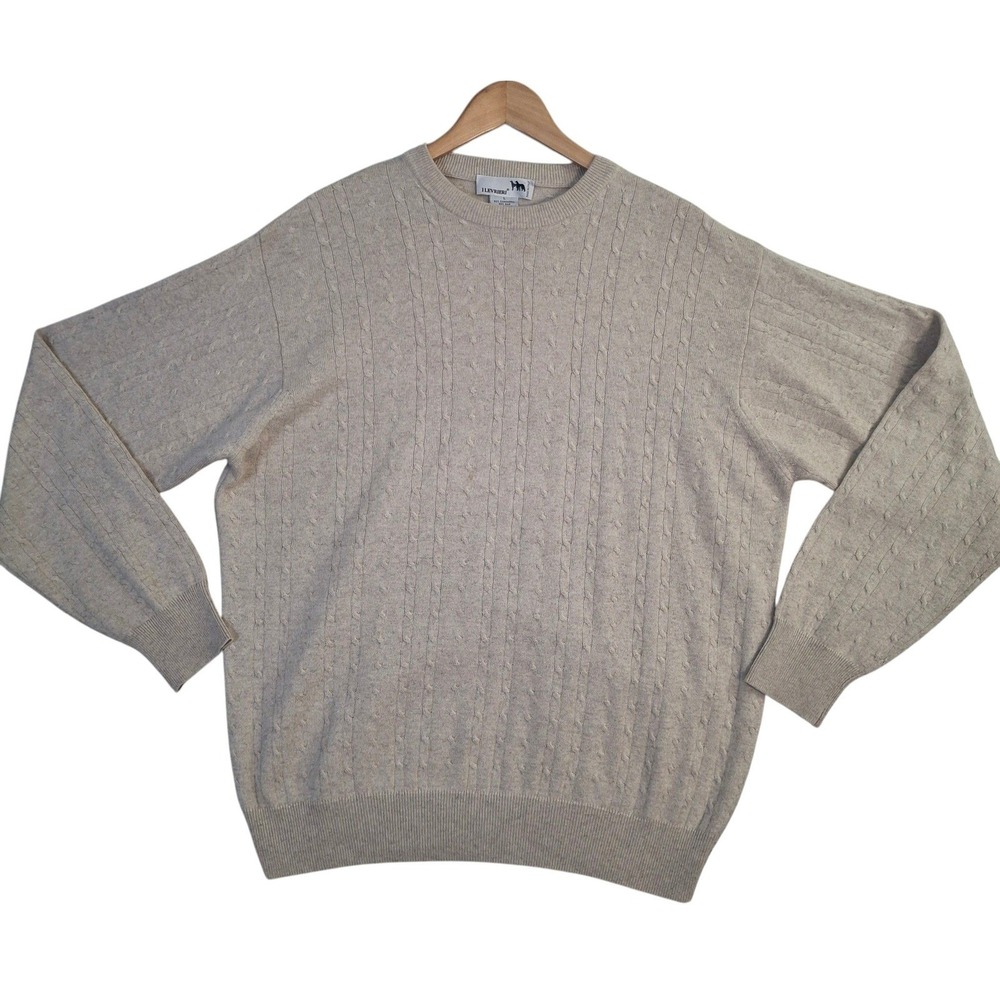 I Levrieri Cashmere Silk Cable Knit Sweater Men's Large L Beige Made in Italy